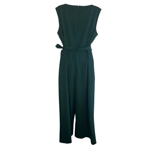 Calvin Klein Emerald Cropped Wide Leg V-Neck Jumpsuit sz 14 - Picture 5 of 10